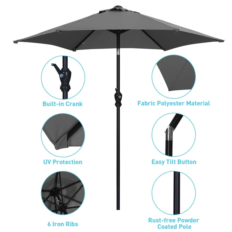Ainfox 7.5ft Round Market Umbrella, UV Protection photo 4