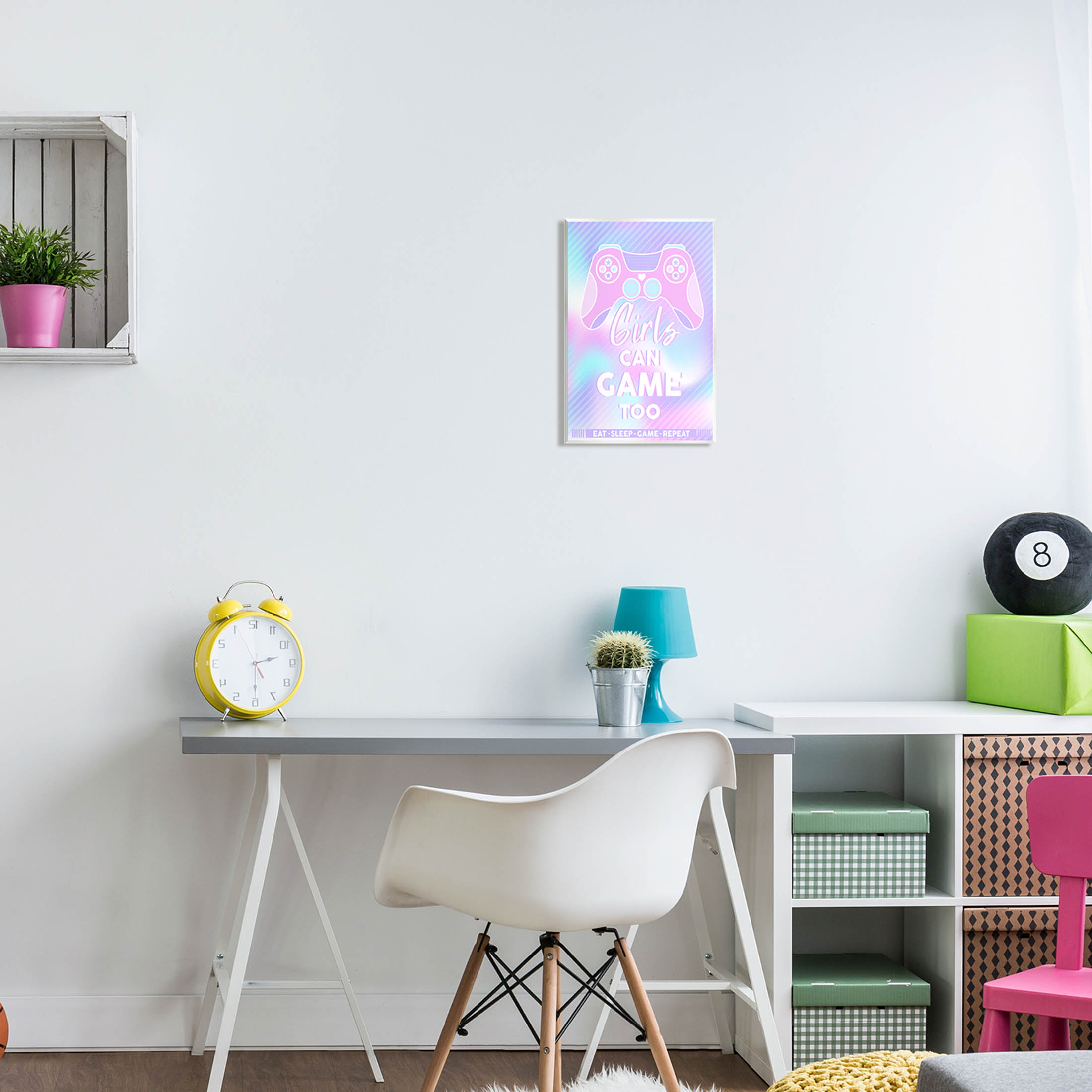 Girls Can Game Too Pastel Phrase Art for Kids Graphic Art Unframed Art Print Wall Art