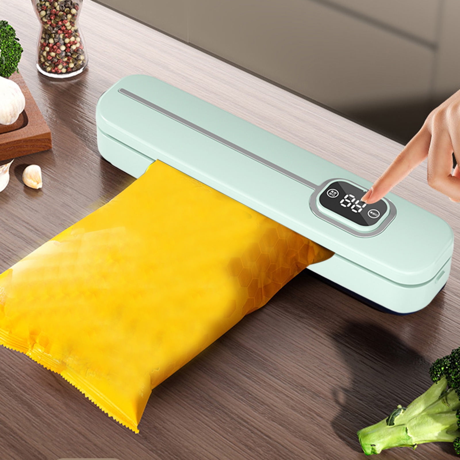 Taotanxi Vacuum Sealer Machine, Ultra Compact & Fully Automatic With Built-In Cutter, 85Kpa High-Performance Food Vacuum Sealer, Dry & Moist Modes, 12-Inch Enhanced Seal Strip,Green