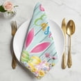 thumbnail image 2 of Happy Easter Cloth Napkins, Spring Bunny Eggs Flower Teal Wood Grain Washable and Reusable Dinner Napkins Set of 4, Table Napkin for Kitchen Party Birthday Wedding Hotel Housewarming 20"x20", 2 of 9