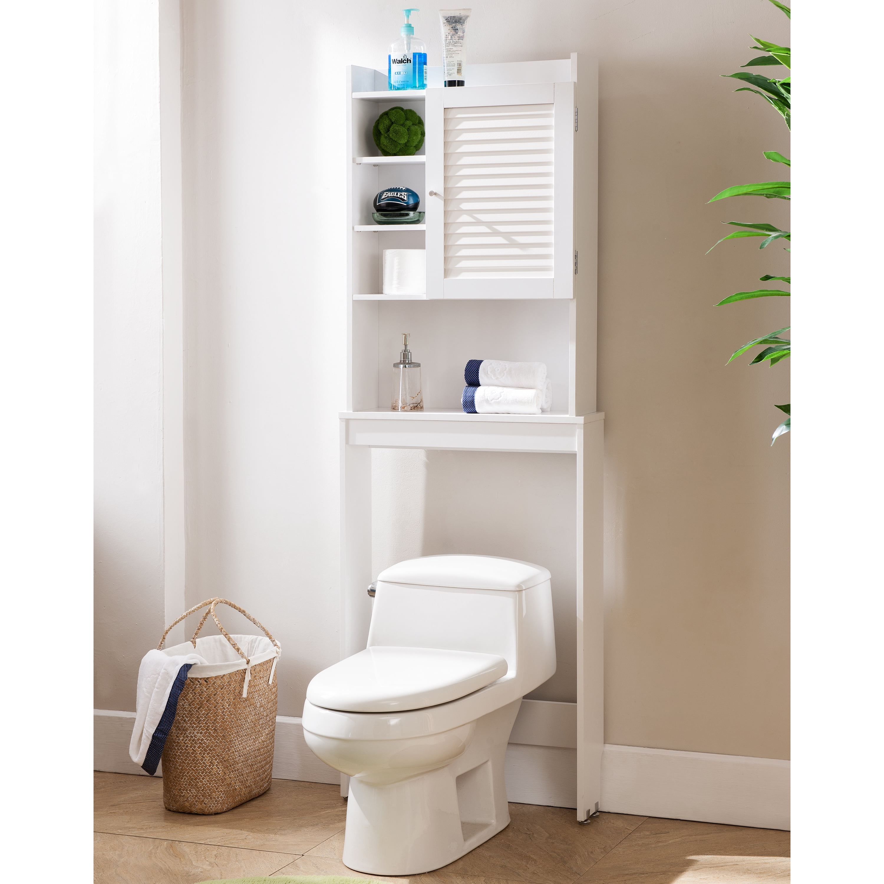 Furniture of America Peoni Transitional Multi-Storage  Bathroom Space-Saving Wood Cabinet in White Finish