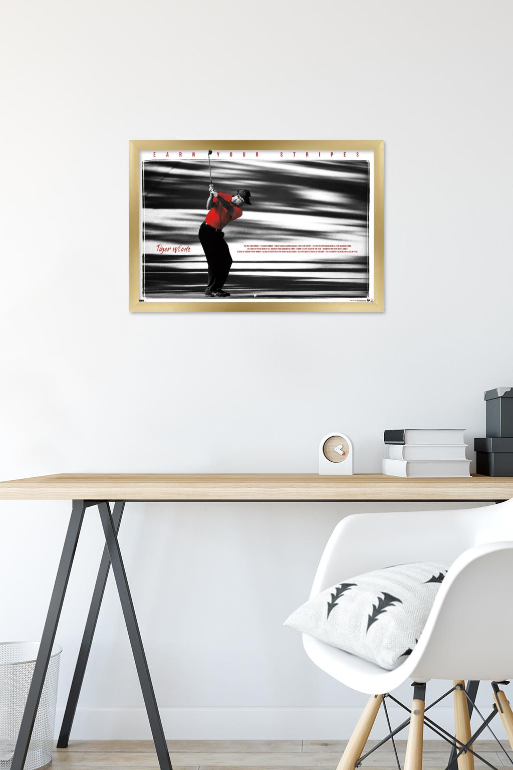 Tiger Woods - Earn Your Stripes 24.25" x 16.5" Framed Poster, by Trends International