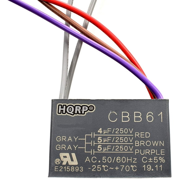 HQRP Capacitor CBB61 works with Harbor Breeze Ceiling Fan 4uf 5uf 5uf 5-Wire