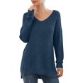 thumbnail image 1 of T-shirt à Manches Longues à Col en V pour Femmes, à Manches Longues, à Manches Longues, 1 of 4