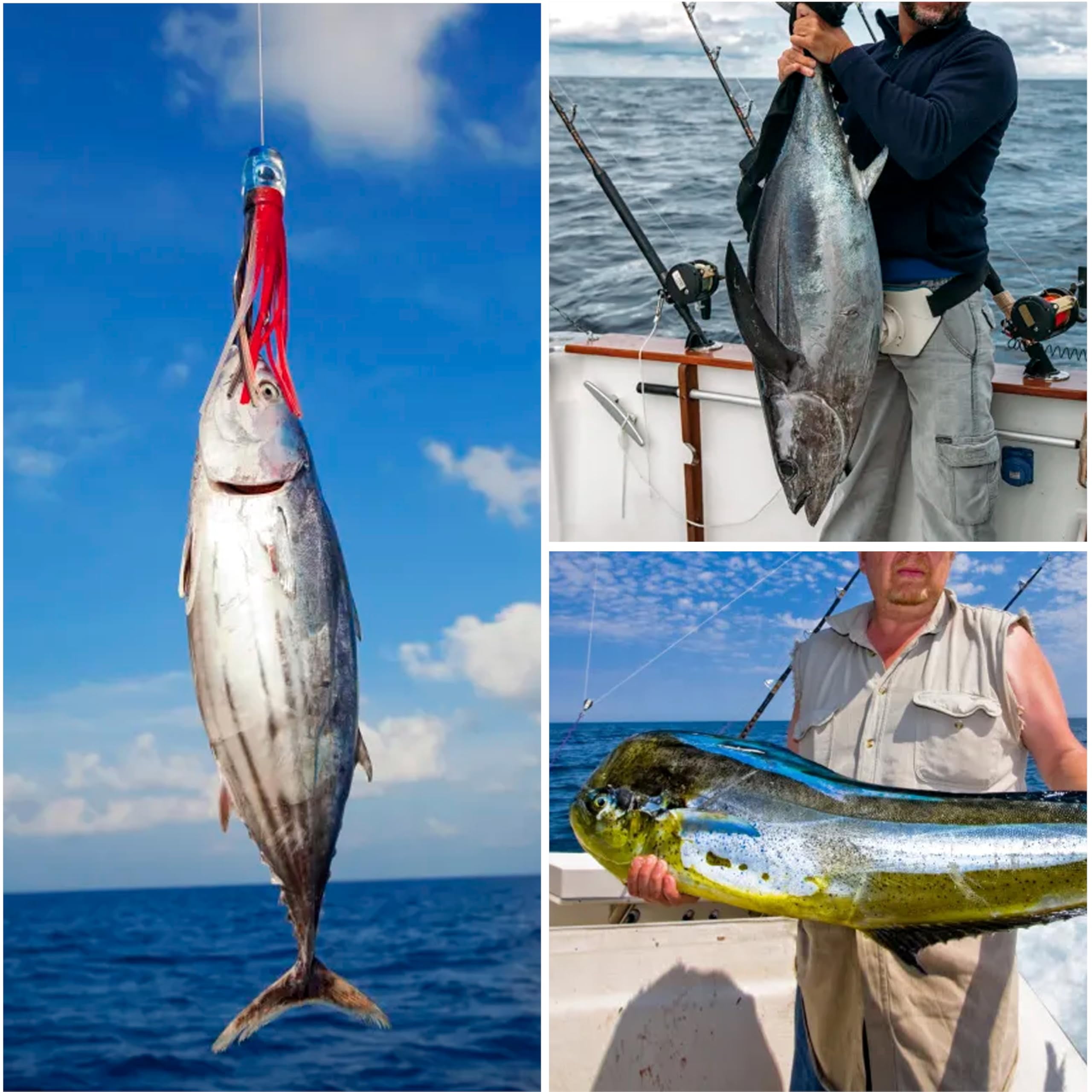 6pcs Trolling Lure Saltwater, 9inch Squid Skirted Deep Sea Fishing Lure Kit Wire Rigged Tuna Marlin Wahoo Shark Mahi Trolling Fishing Lures with Mesh Bag