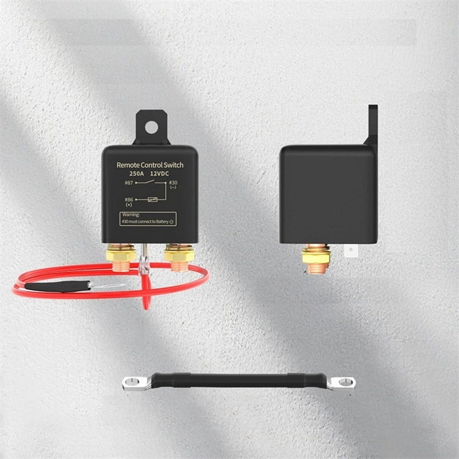 For Car 12V Remote Battery Disconnect Switch 250A Anti-Theft Remote Control Switch with Two Wireless Remote Control