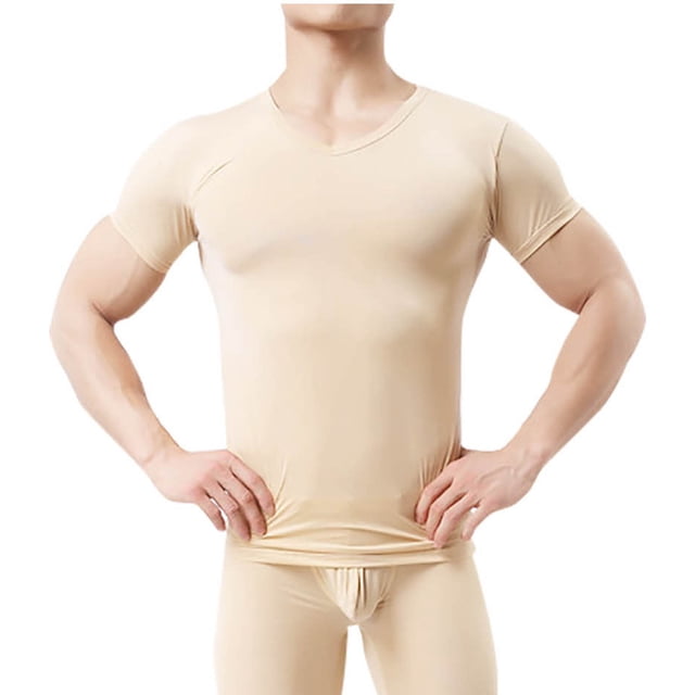 Conjuntos de ropa interior térmica para hombre, jersey liso informal de cuello redondo, alta elasticidad, ropa interior térmica cálida, traje de nailon para hombre