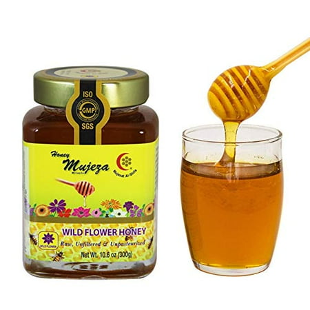 Mujeza Raw Wildflower Honey - Kosher - Unheated Unfiltered Unprocessed and Gluten Free Non GMO 100% Natural Raw Liquid Honey (SAVE $8 ON BIGGER SIZE) (250g /8.8 oz) عسل المعجزة - عسل نحل طبيعي