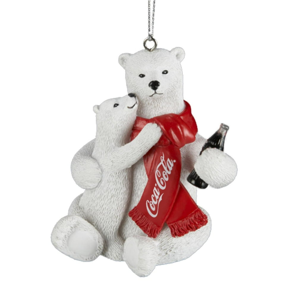 3" Polar Bear and Cub Drinking CocaCola Christmas Ornament Walmart