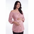 thumbnail image 1 of Blusa Maternidad Off Shoulder Rayón Fresca Cómoda Ropa Embarazo Blusa Mujer Versátil Color Rosa, 1 of 2