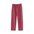 thumbnail image 2 of LEBONYARD Wide Leg High Waist for Women,Womens Pants Clearance Clothes under $5,Women's Casual Loose Checkered Long Pants Pajamas Home Clothes Pants Wine XL, 2 of 3