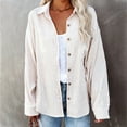 thumbnail image 4 of Qarigey Camisa de mujer Casual Botón Top Blusa de pana Blusa Abrigo de otoño Prendas para la parte del cuerpo Blanco M, 4 of 6