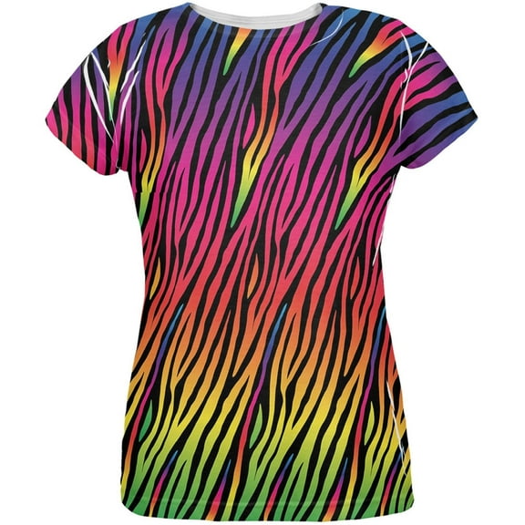 Rainbow Zebra Stripes All Over Womens T-Shirt