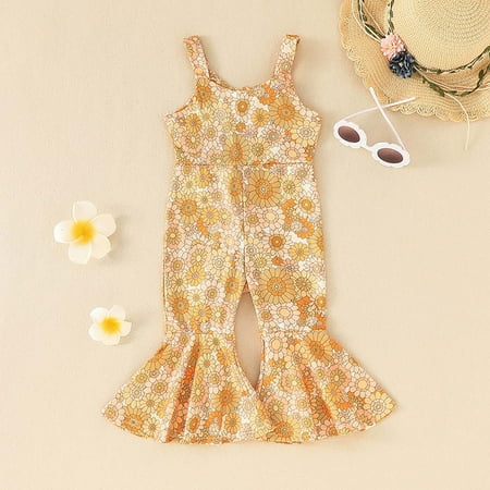 

DAETIROS Quick Drying Cute Comfy Romper Summer Printing Girls Trousers Yellow