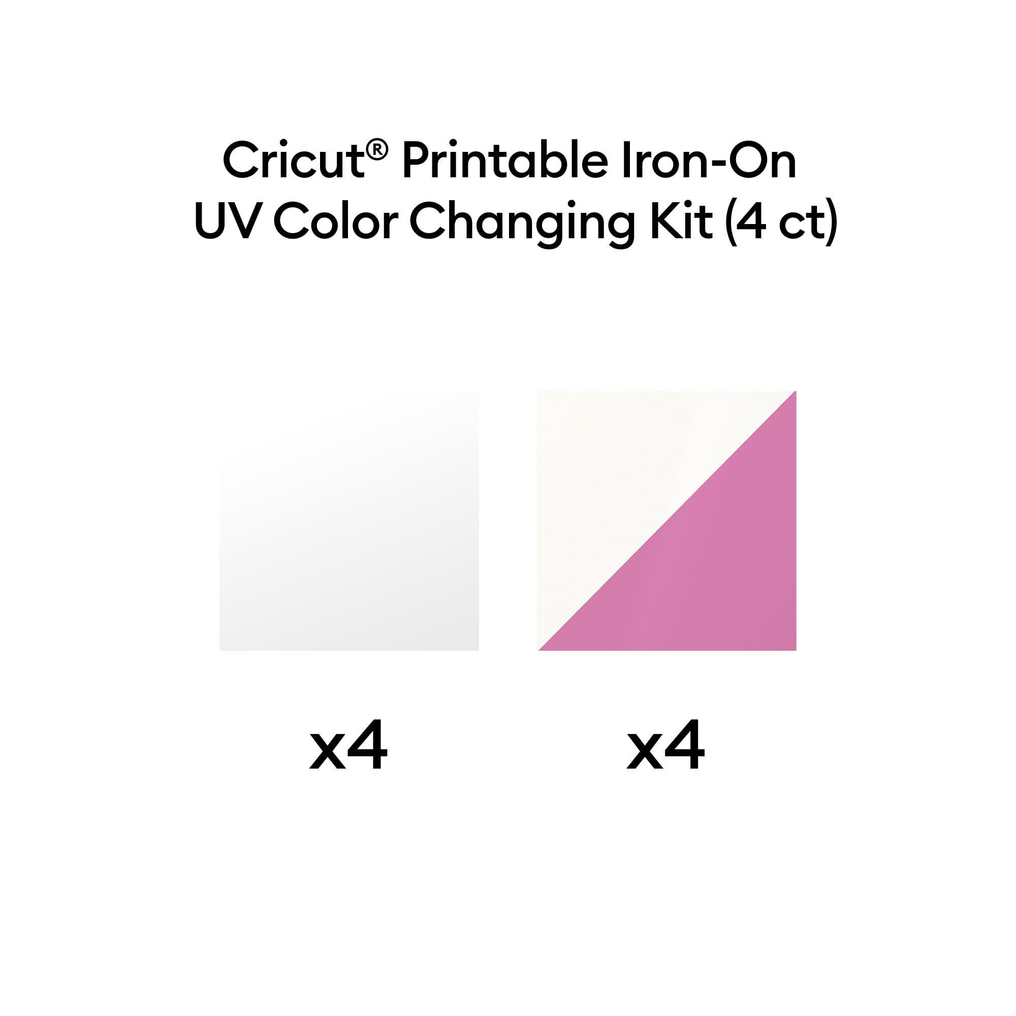 Cricut® Printable Iron-On™ Vinyl UV Color Changing Kit – 8.5 in x 11 in (4 ct), 11" x 8.5", White to Purple