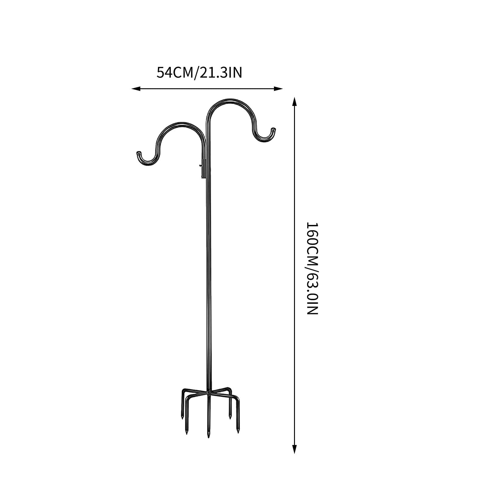 Hxlazmoo Outdoor Hummingbird Feeder Hanging Hook with Double Hooks & 5-Prong Base - Adjustable Garden Iron Bracket for Bird Houses, Planters, Lights (Assembly Required, 160×54cm)