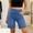 02-Blue, variant on Bermuda Jean Shorts -Women High Waisted Cozy Tummy Control Stretchy Pull On Denim Jean Shorts Knee Length Jorts with Pockets 03-Light Blue L