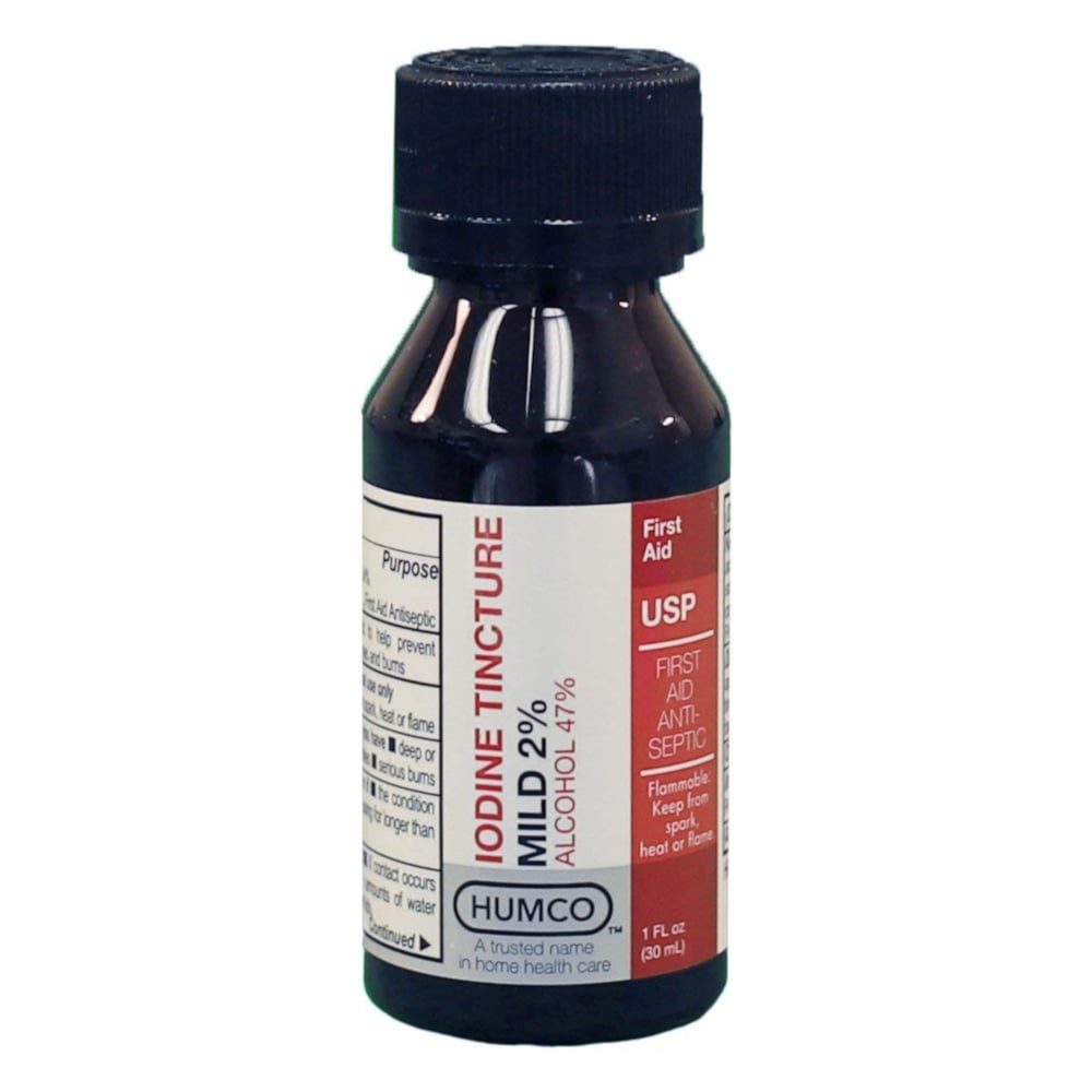 4 Pack - Humco Iodine Tincture Mild 2% USP 1oz Each