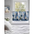 thumbnail image 4 of Half Window Curtains 24 Inches Long, Blue Gold Feather Window Treatment Curtain Drapes, Modern Oil Painting Gradient White Short Curtains Tiers for Kitchen Over Sink, 27.5"x24", 2 Panels, 4 of 7