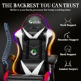 thumbnail image 5 of Czlolo Gaming Chair, Racing Style RGB LED Lights Gaming Chairs for Adults and Kids, Lumbar Massager Gamer Chair, High Back Reclining Computer Chair with Footrest and Headrest (Black/White), 5 of 12