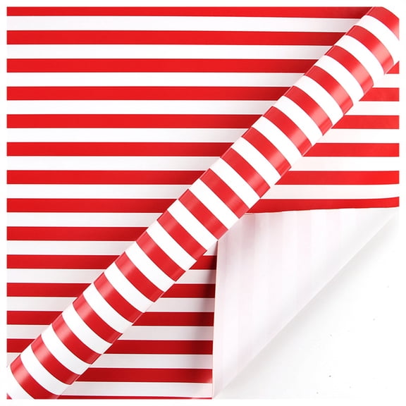 Topboutique Wrapping Paper Roll Stripes Wrapping Paper Red White Gift Wrap Paper for Christmas, Birthday, Holiday, Wedding, Valentines Day - 17 inch x 9.8 feet