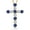 18K Yellow Gold Plated Silver, variant on White Moissanite and Blue Created Sapphire Cross Pendant Necklace for Women | 925 Sterling Silver | 1.64 Cttw | Gemstone Birthstone | Round 3.5MM | With 18 inch Silver Chain