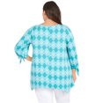 thumbnail image 2 of Larky Lark Womens Plus-Size Lattice Pattern Print Knit Tie Sleeve Top, 2 of 5