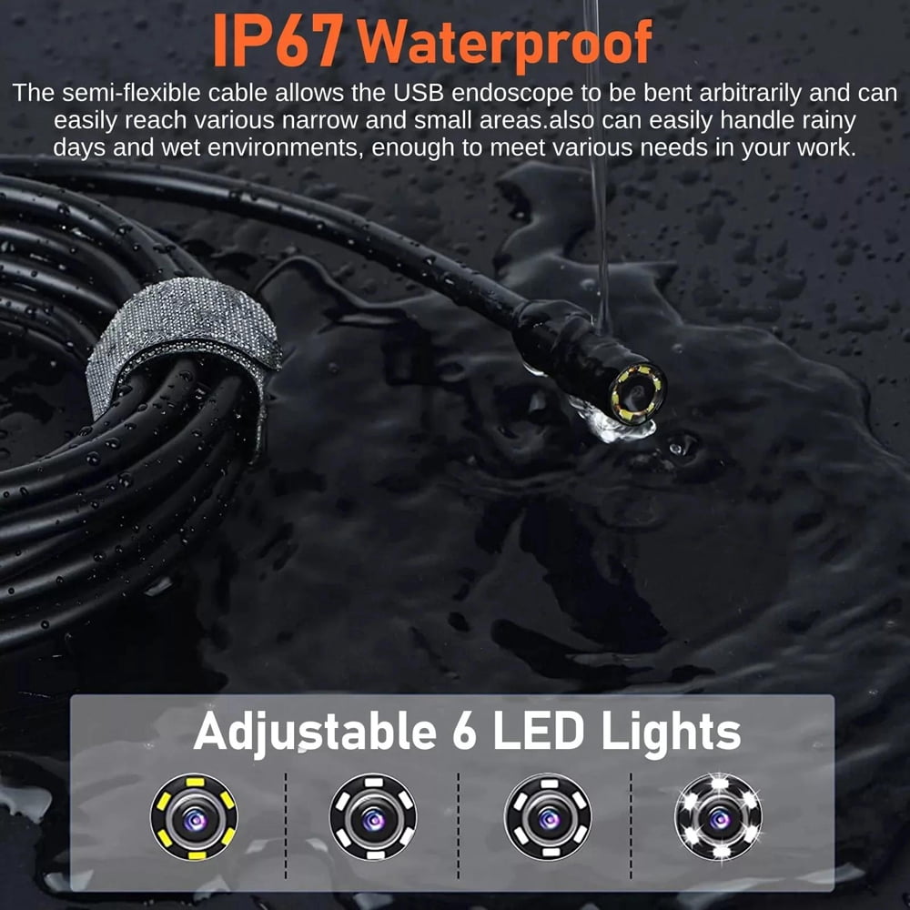 Handheld 1080P HD Industrial Endoscope Borescope Inspection Camera with 8mm Probe, LED Light & LCD Screen for Auto, Pipe, Wall & Home Inspection