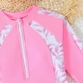 thumbnail image 6 of Zylarhe Rash Guard for Girls, Girls Long Sleeve Rash Guard Two Piece Swimsuit for Girls UPF 50+ Floral Print Zipper Front Beach Swimwear 7- Years Practical Sun and Play 8-9 Years Pink, 6 of 8