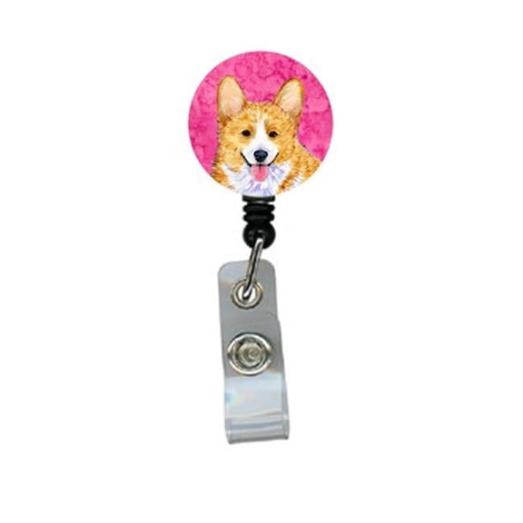 Carolines Treasures SS4762-PK-BR Corgi Retractable Badge Reel Or Id Holder With Clip