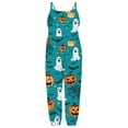 thumbnail image 4 of Odeerbi Kids Girls Halloween Sleeveless Jumpsuit Strap Romper Kids Comfortable Cute Halloween Print Suspenders Leisure Long Pants Kids Clothes Sky Blue, 4 of 5