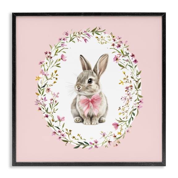 Stupell Industries Blush Pink Bunny Black Framed Giclee Art, design by Christine Simpson Art