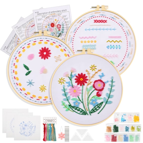 3pcs Bead Embroidery Kit for Beginners, EEEkit Bling Bead Start Embroidery Kit for Craft Lover Adult Stitch
