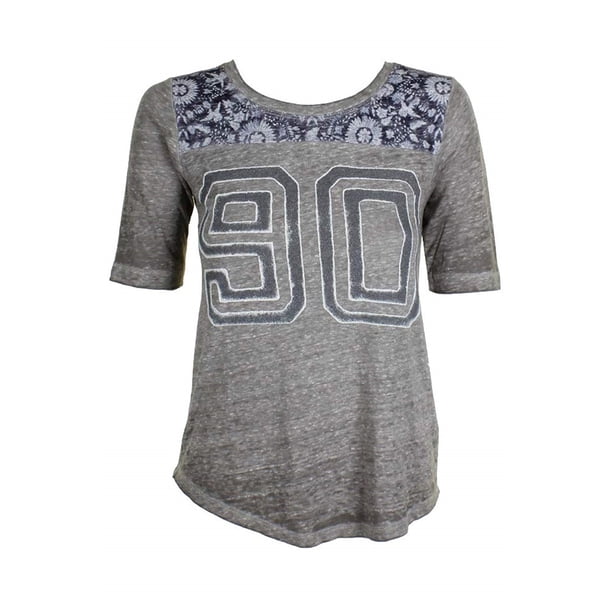Camiseta gráfica Lucky Brand Mujer estampado Floral gris mediana