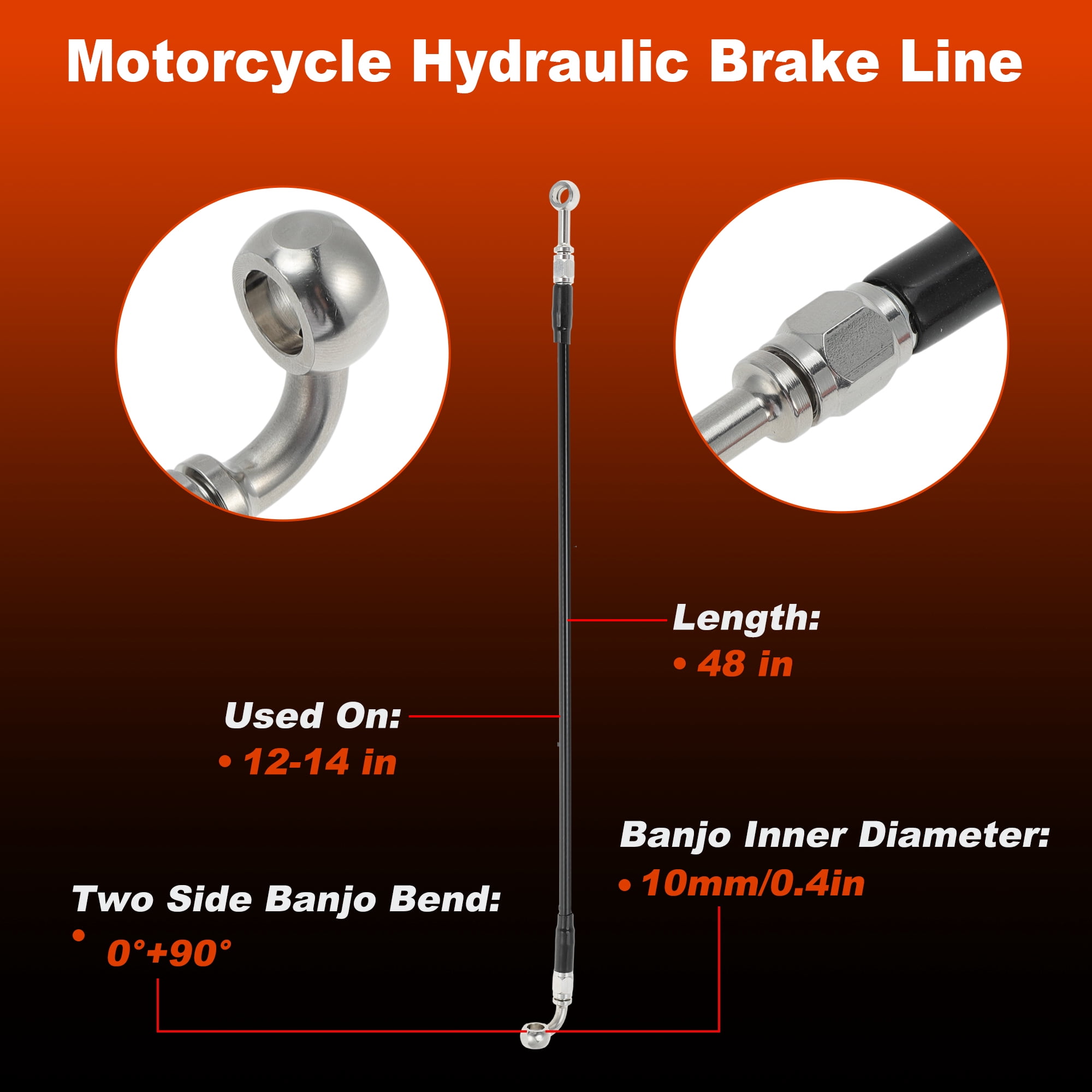 Unique Bargains Motorcycle Brake Clutch Oil Hose Line Kit for 12-14 Inch Handlebar 48"