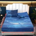 thumbnail image 2 of ZIATUBLES 3 Pcs Twin Size Sheet Set, Moonlit Ocean Whale Printed Soft Comfort Bedding Sets with 1 Fitted Sheet and 2 Pillowcases, Cooling Cozy All-Season Bed Sheets, 2 of 5