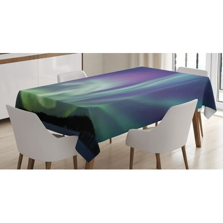 

Northern Lights Tablecloth Exquisite Atmosphere Solar Starry Sky Calming Night Image Rectangular Table Cover for Dining Room Kitchen 60 X 90 Inches Mint Green Dark Blue Violet by Ambesonne