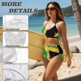 thumbnail image 5 of Garronmavis Women's High Waisted 2 Piece Bikini Sets Tummy Control Twist Front Swimwear Drawstring Side Tropical Jamaican Halter Bathing Suits for Beach, 5 of 6
