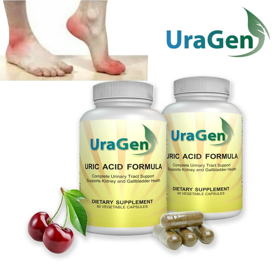 Uric Acid Cleanse Flush - Supports Healthy Uric Acid Levels & Healthy Joint Function -  Potent Tart Cherry Extract - 120 VCaps - (UraGen 2 Bottles - 120 caps)