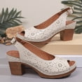 thumbnail image 3 of High Heels for Women Hollowed Out Chunky Heels Sandals for Women Open Toe Sandals with Ankle Strap Summer Casual Peep-Toe Breathable Sandals, 3 of 9