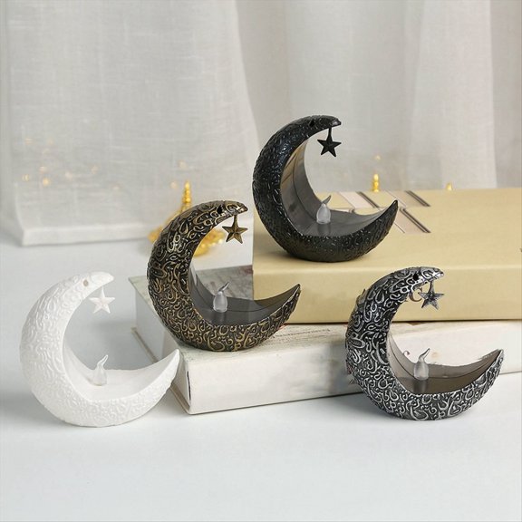 HOT Starry Moon Ramadan Festival Home Decoration Wind Lantern Candle Electronic Desktop Lamp Fashion B