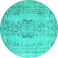 thumbnail image 1 of Ahgly Company Machine Washable Indoor Round Persian Turquoise Blue Bohemian Area Rugs, 5' Round, 1 of 4