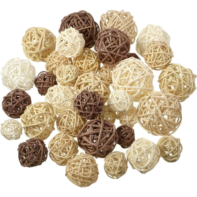 Bolas decorativas de mimbre y ratán, 36 unidades, para decoración de jarrones