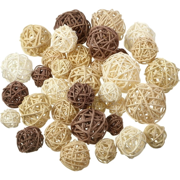 Bolas decorativas de mimbre y ratán, 36 unidades, para decoración de jarrones