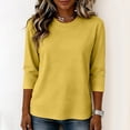 thumbnail image 6 of 3/4 length Sleeve Shirts for Women,Soft Stretchy Wrinkle-Free Tops,Casual Crew Neck T Shirt for Work Daily Fall, L, 6 of 6