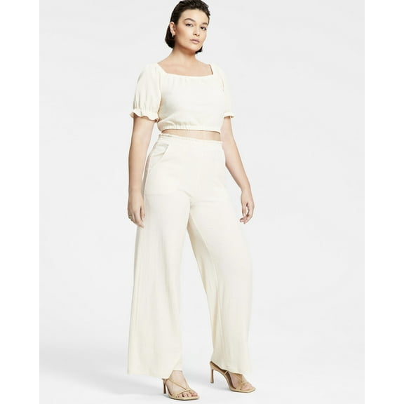 Bar III Women's Pockets Elastic Waist Crinkle-Texture Pull-On Pants Trunk Wood (Trunk Wood, S)