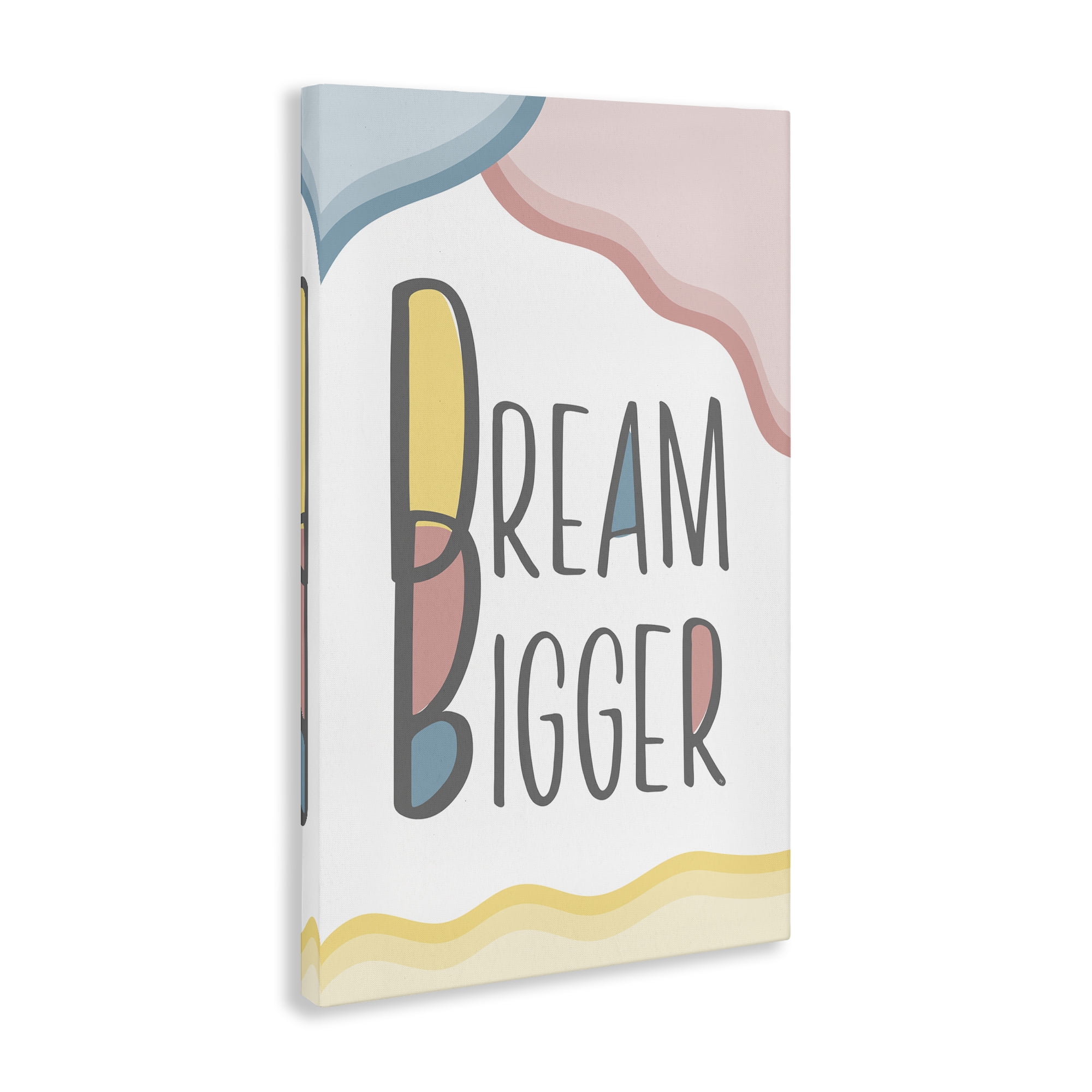 Stupell Industries Dream Bigger Pastel Shapes Text & Numbers Painting Wrapped Canvas Art Print Wall Art, 30 x 45
