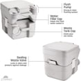 thumbnail image 3 of Portable Toilet Camping Porta Potty - 5 Gallon Waste Tank - Durable, Leak Proof, Flushable Easy to use RV Toilet With Detachable Tanks for Effortless Cleaning & Carrying, for Travel, Boating and Trips, 3 of 7