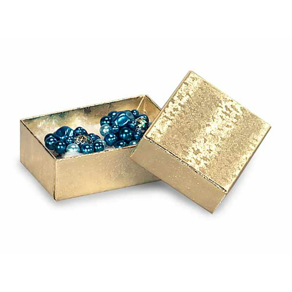 Nas Pack of 100, Solid 1.75 x 1.25 x 0.5" Gold Foil Jewelry Box w/Non