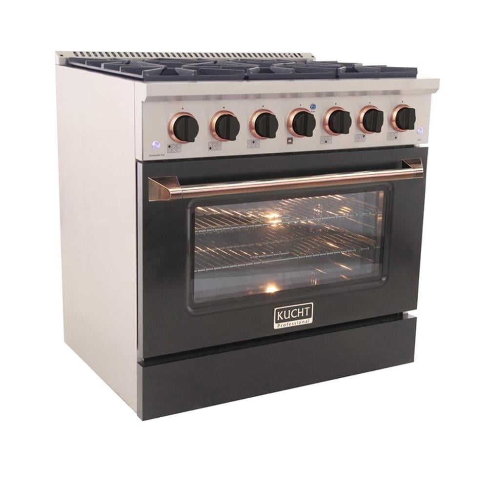 Pemberly Row 36" 5.2 cu. Dual Fuel Range Natural Gas in Rose Gold Handle